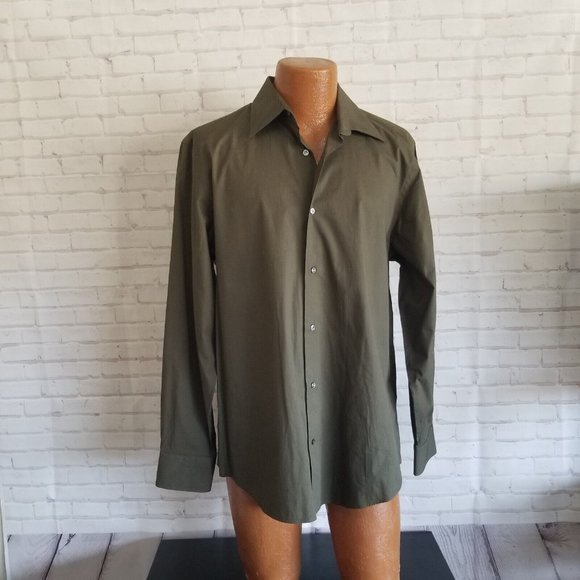 Banana Republic Other - Banana Republic Button Up Shirt Mens Large Dark Green Classic Stretch